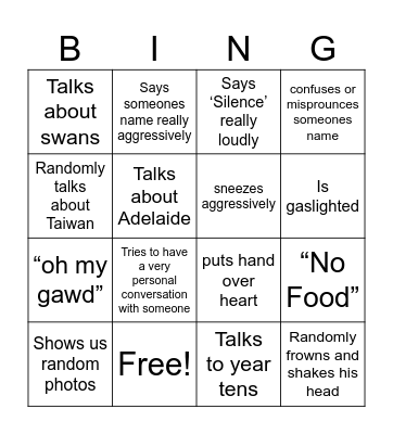 Dr Yen Bingo Card