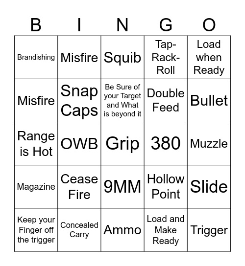 Armed Women Bingo Card