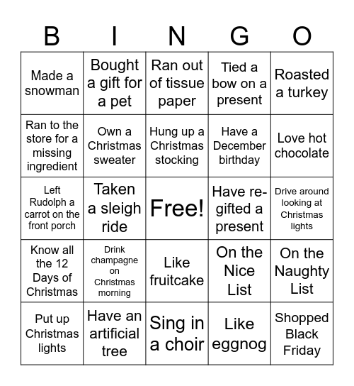 Christmas Bingo Card