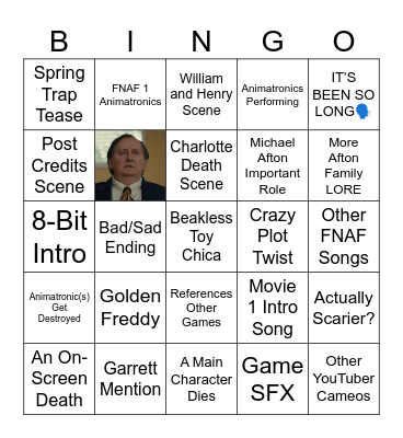Five Nights at Freddy’s 2 Bingo Card