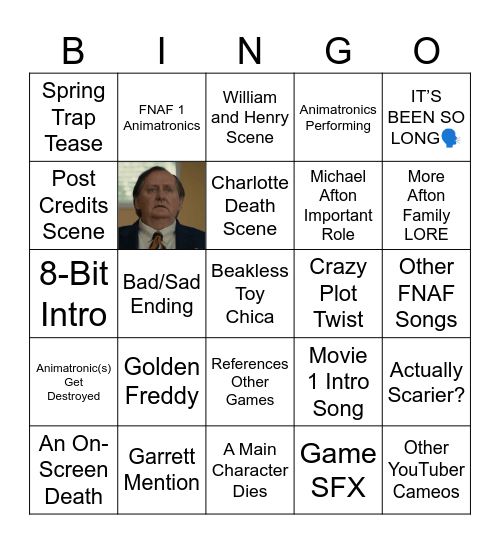 Five Nights at Freddy’s 2 Bingo Card