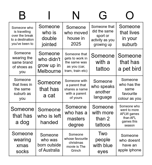 Dees Christmas Bingo Card