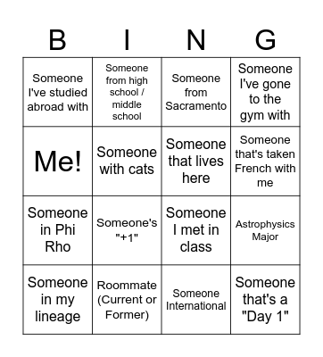Meet your fellow party attenders... Bingo Card