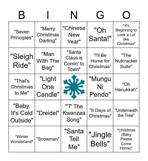 Music Bingo: Winter Holiday Edition Bingo Card