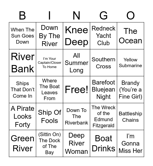 At The Waters Edge Bingo Card