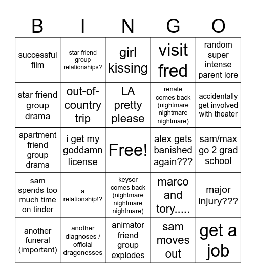 2026 Predictions Bingo Card