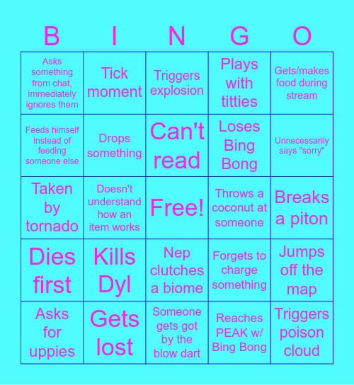 Nepingo Bingo Card