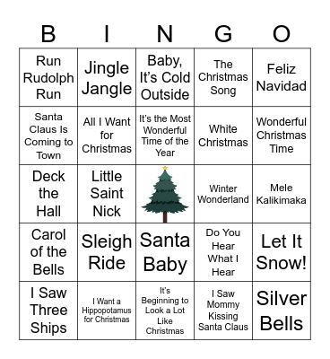 Christmas Music Bingo Card