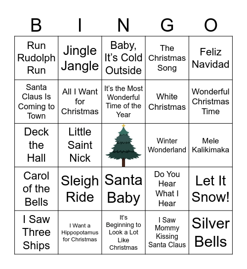 Christmas Music Bingo Card