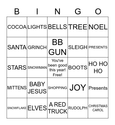 C H R I S T M A S Bingo Card