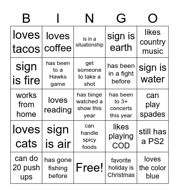 Find Someone Who... Bingo Card