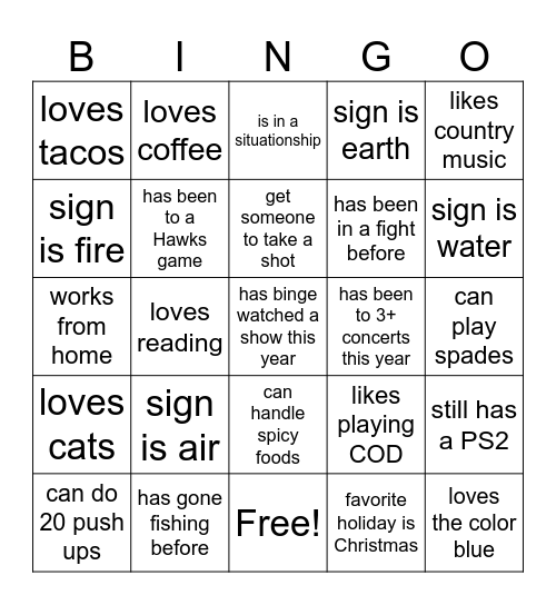 Find Someone Who... Bingo Card