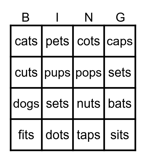 -s BINGO Card