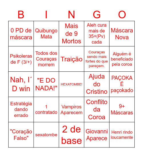 HEXATOMBE Bingo Card