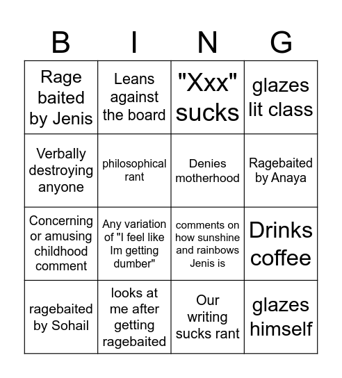 D train bingo Card