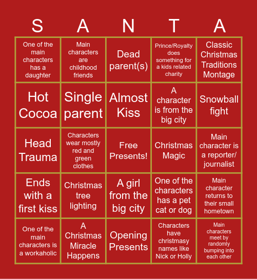 Christmas Movie Bingo 2025 Bingo Card