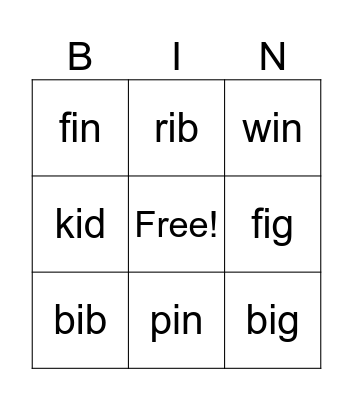 -i Bingo Card