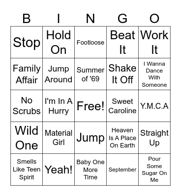 MUSIC BINGO Card