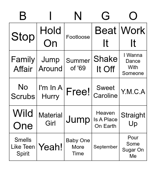 MUSIC BINGO Card
