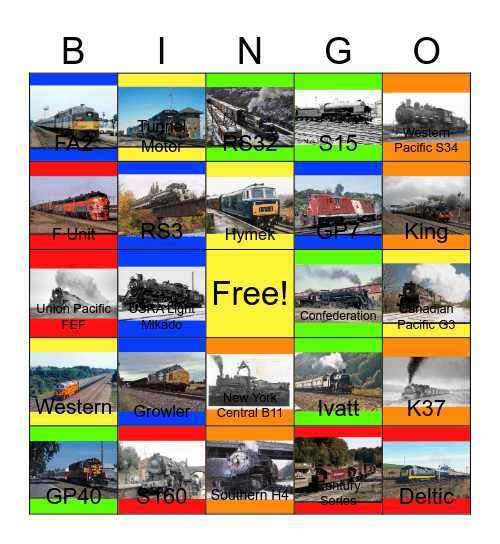 Railroads that I would like to use a vintage diesel engine one day Bingo Card
