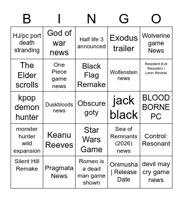 Bingo Card