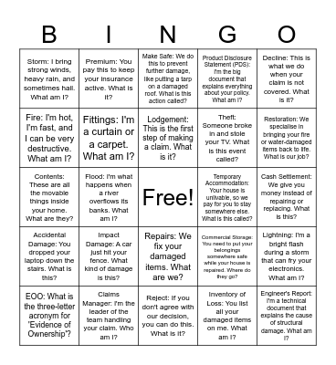 HiYA Christmas Event Bingo Card
