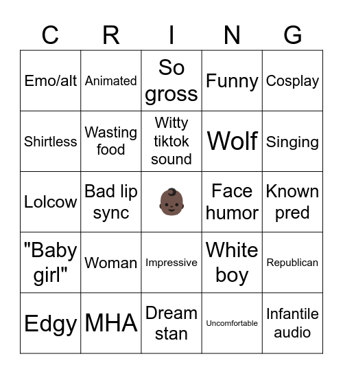 Cringe Bingo Card
