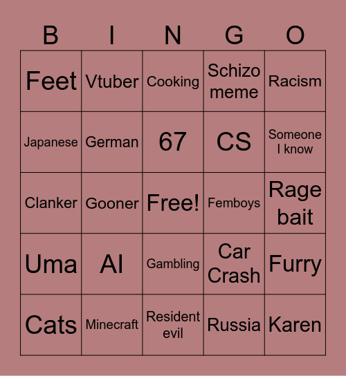 REELS Bingo Card