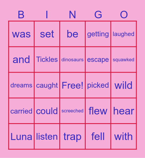 The Big Kidnap Bingo Card