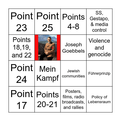 Nazi Ideology Bingo Card