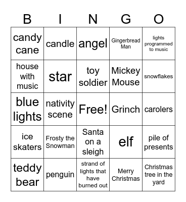 Holiday Lights BINGO Card
