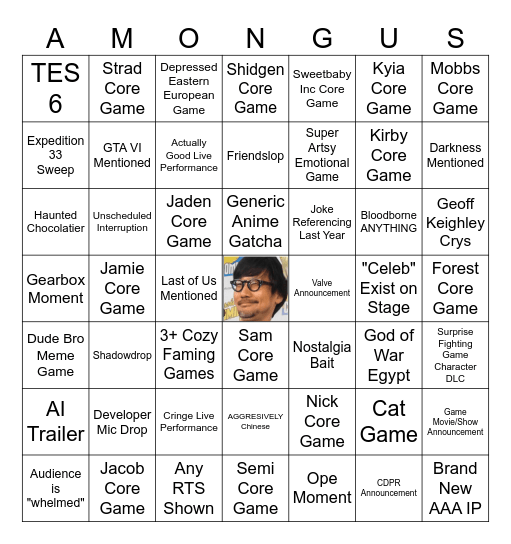 Braincell Game Awards 2025 Bingo Card