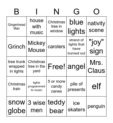 Holiday Lights BINGO Card