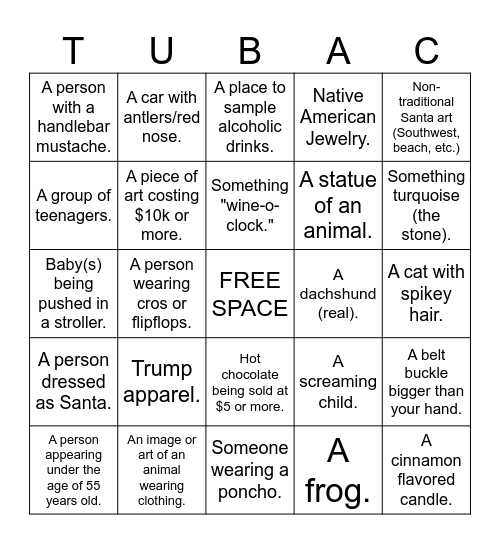 At the Luminaries Bingo Card