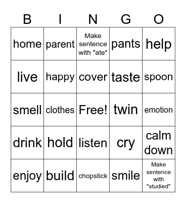 M/W 2:30 Class Bingo Card