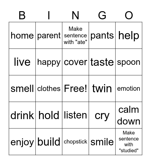 M/W 2:30 Class Bingo Card