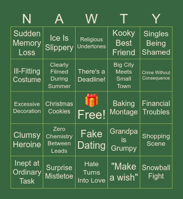 Holiday Movie Bingo Card