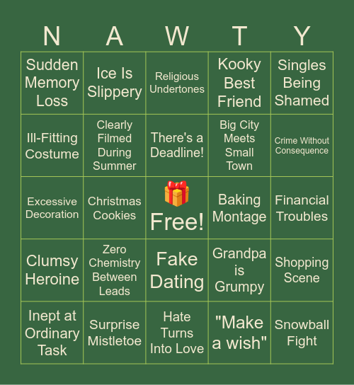 Holiday Movie Bingo Card