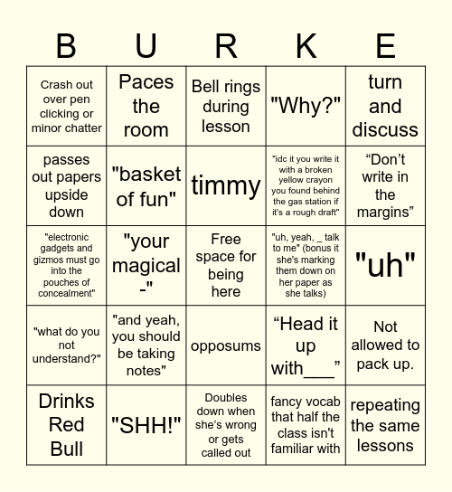 Ms. Burke Bingo Card