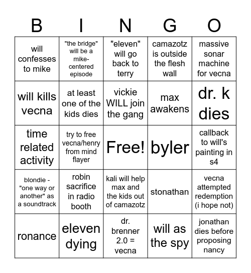 st5 vol2&3 predictions bingo Card