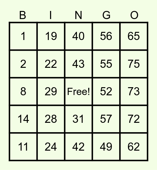 SANTA KRIZZIA  BINGO BONANZA Bingo Card