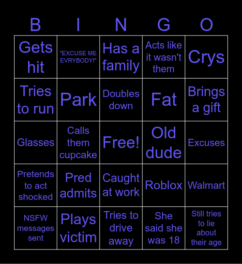 Pred catch Bingo Card