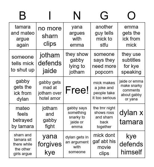 LI AU BINGO Card