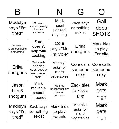 Dennis' Bingo Card