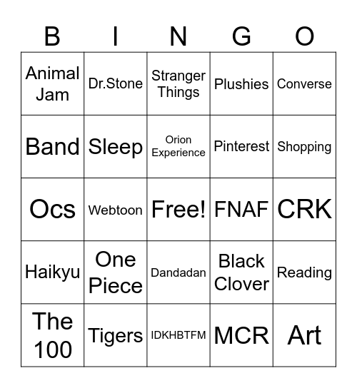 Loaf Bingo Card