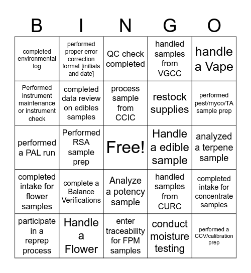 GAMA BINGO Card
