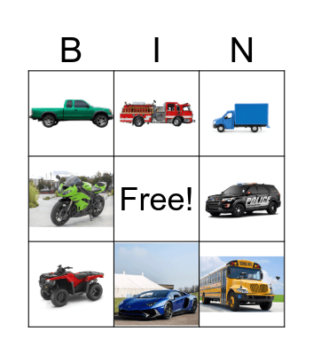 Road vehicles Bingo Card