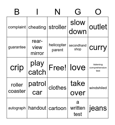 カタカナ英語 Bingo Card
