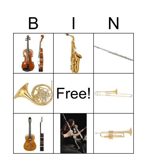Musical instruments Bingo Card