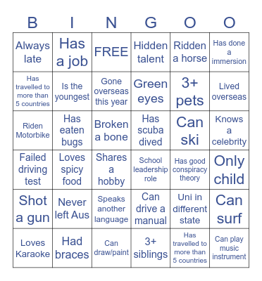 Gerroa Bingo Card